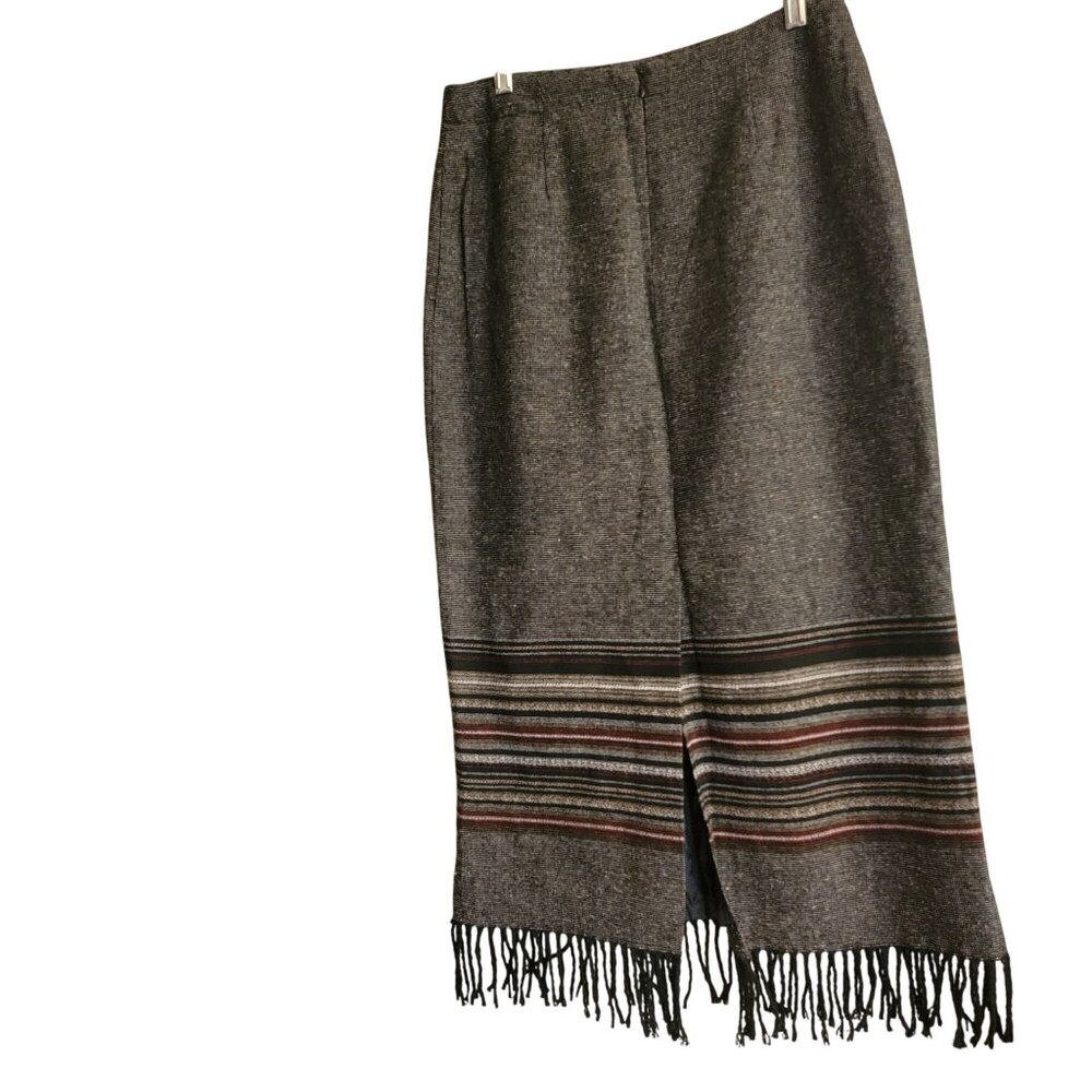 Vtg Michelle Gray Woven Wool Blend Lined Skirt Size 10 Boho Bohemian 90s Long - Picture 2 of 15